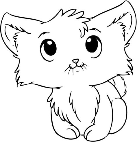 cartoon cat pictures to color|fluffy kitten coloring page.